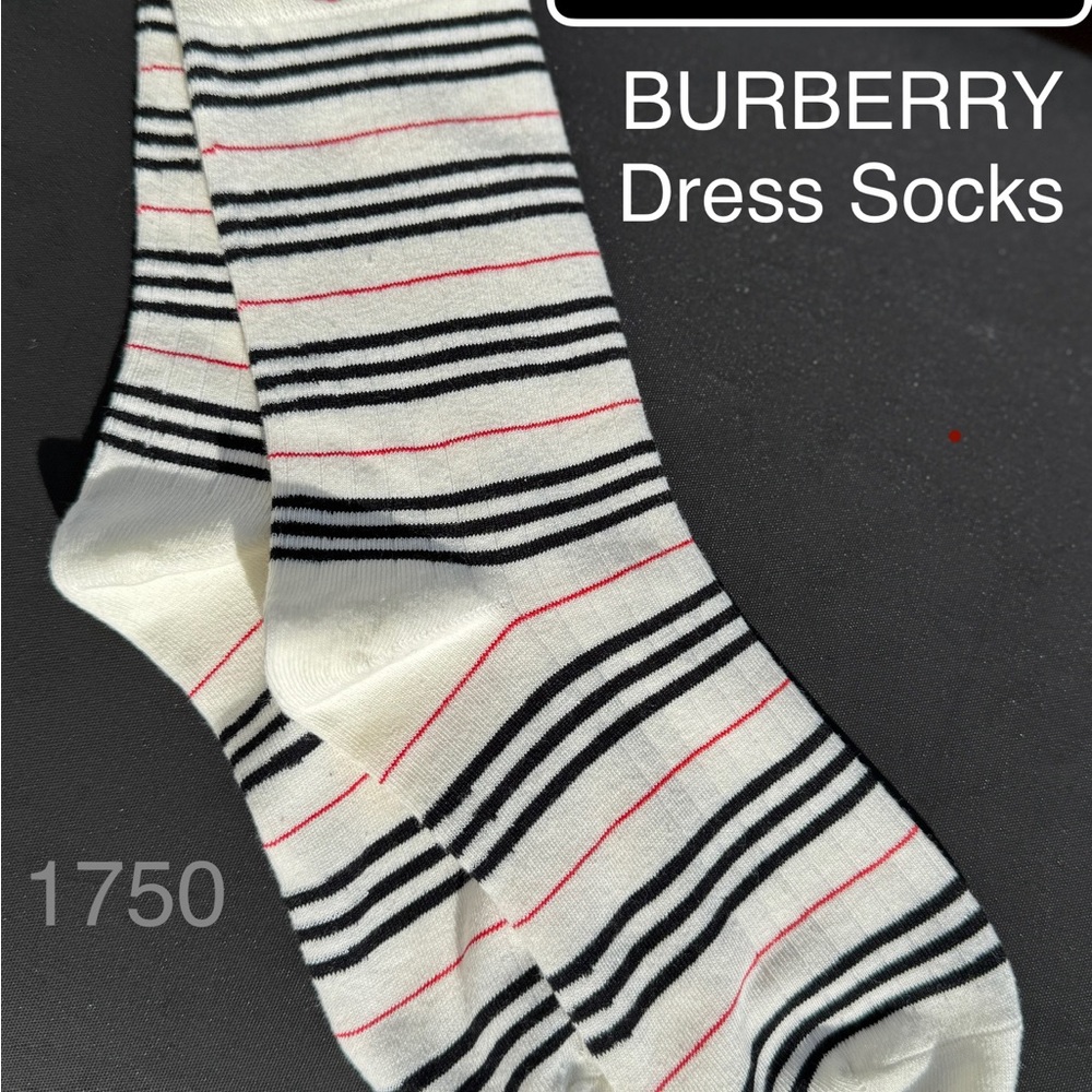Burberry Striped Socks - TB LOGO🔥thin w/Stretch! Unisex/OS - Picture 5 of 6